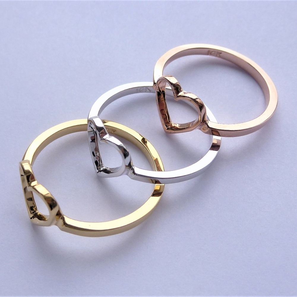 Heart Shape 14 K Solid Gold Ring - image 7